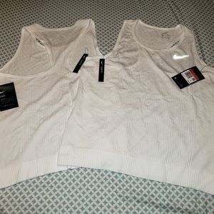 Set of two (2) Women's Nike Dri-FIT white tank tops NEW with tags $65 each